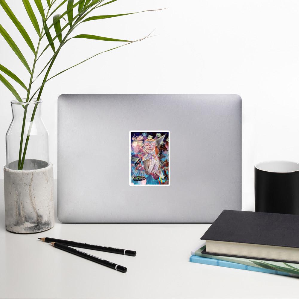 Hollywood Kitty Sticker - Psychedelic Purr