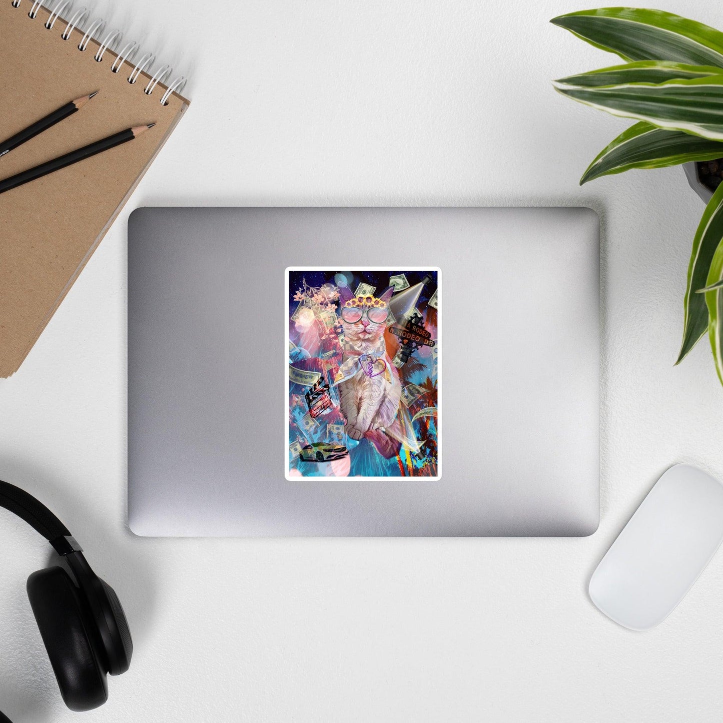 Hollywood Kitty Sticker - Psychedelic Purr