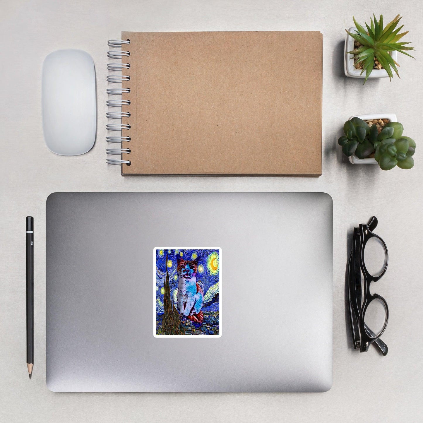 Starry Night Kitty Sticker - Psychedelic Purr