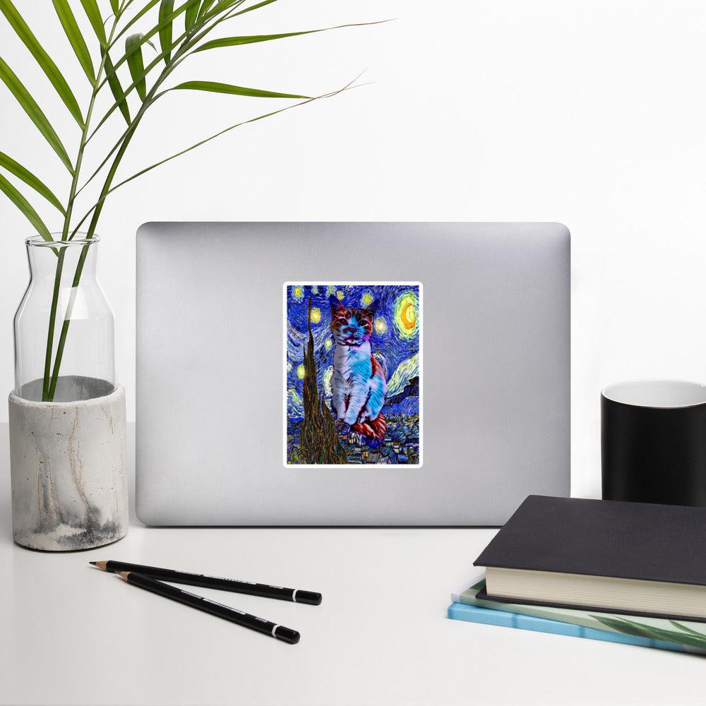 Starry Night Kitty Sticker - Psychedelic Purr