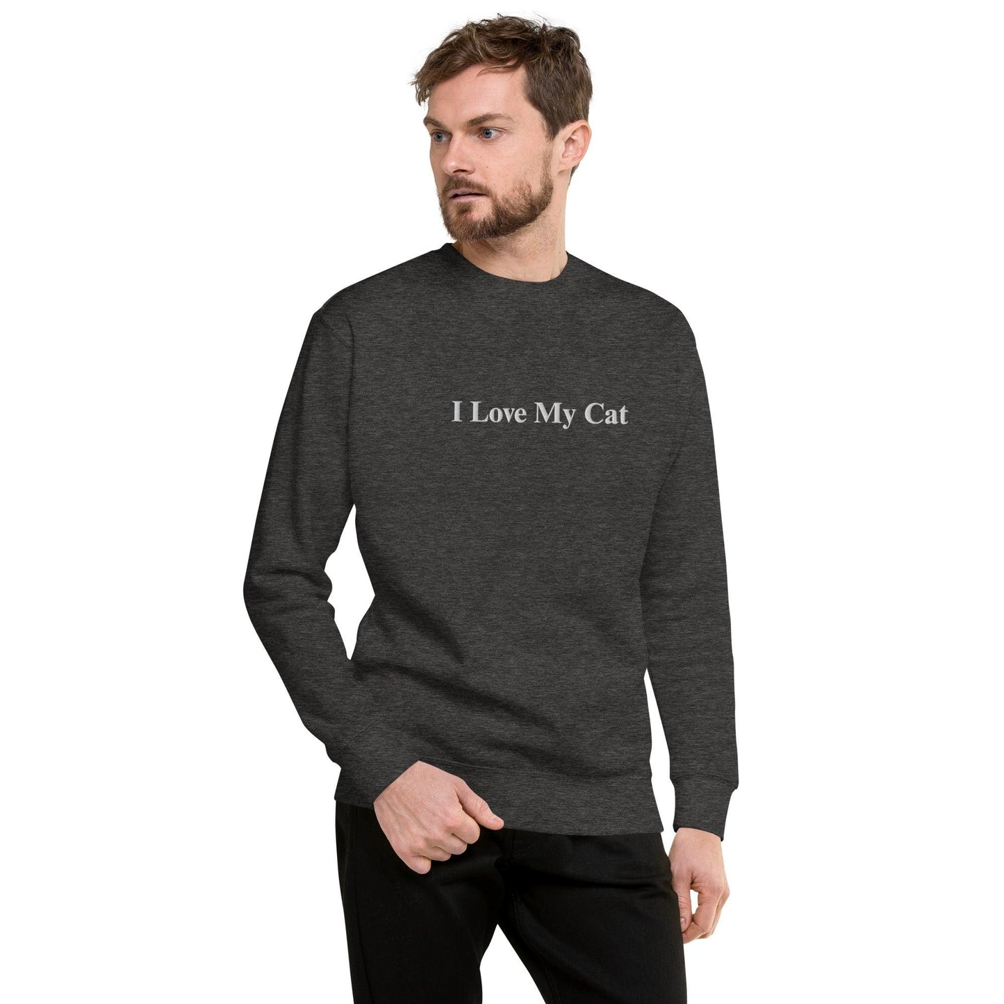 Unisex I Love My Cat Embroidered Sweatshirt - Psychedelic Purr
