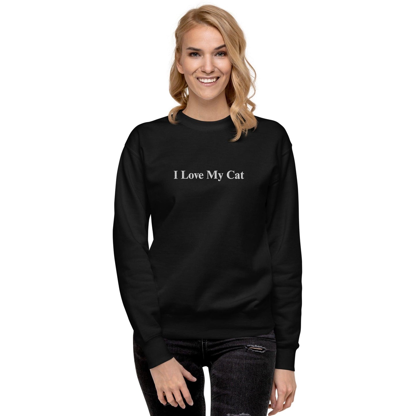 Unisex I Love My Cat Embroidered Sweatshirt - Psychedelic Purr