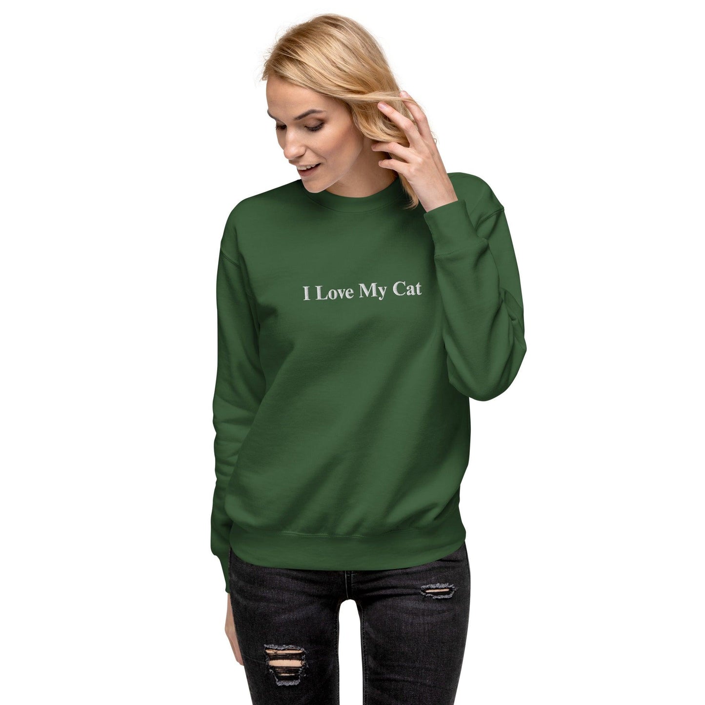 Unisex I Love My Cat Embroidered Sweatshirt - Psychedelic Purr