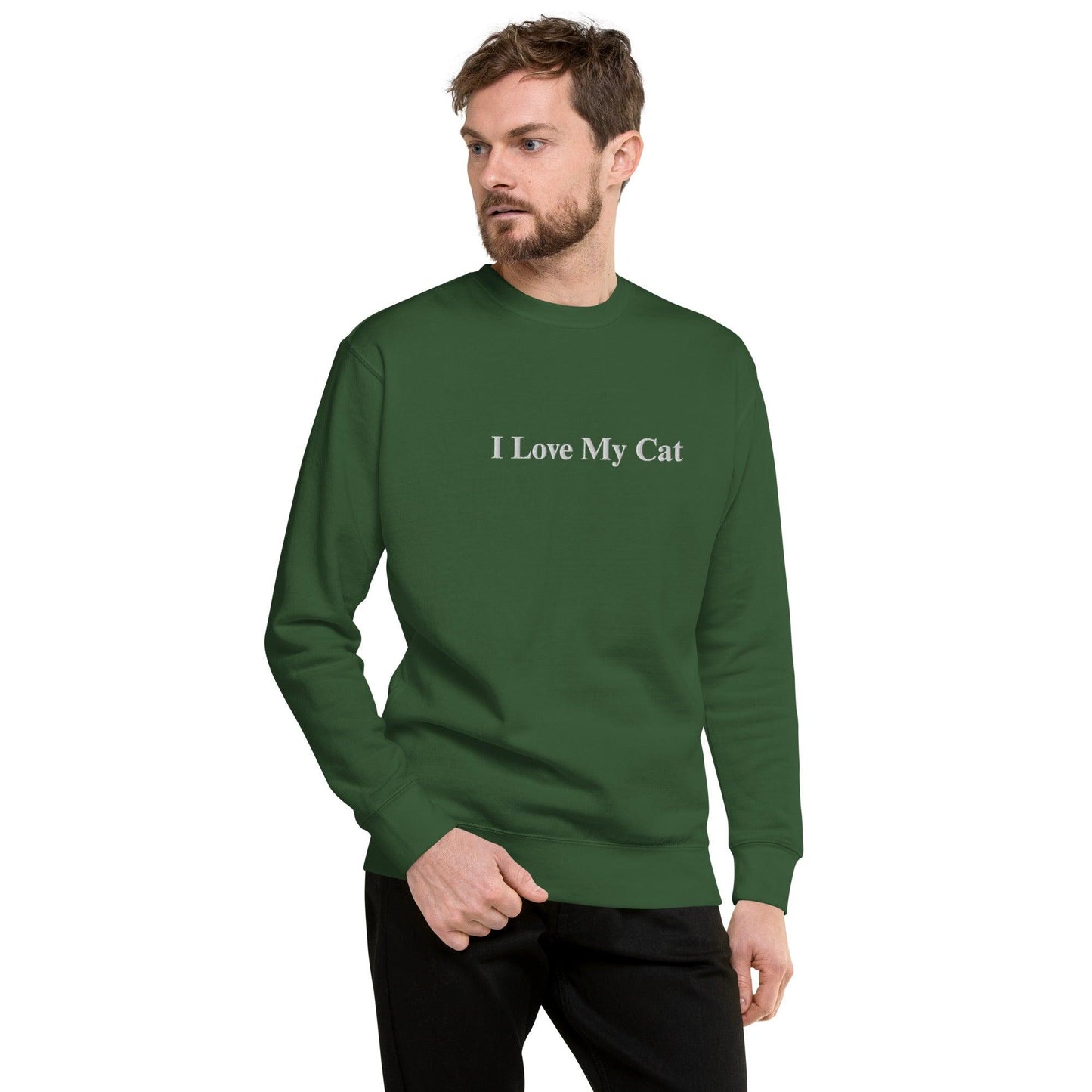 Unisex I Love My Cat Embroidered Sweatshirt - Psychedelic Purr