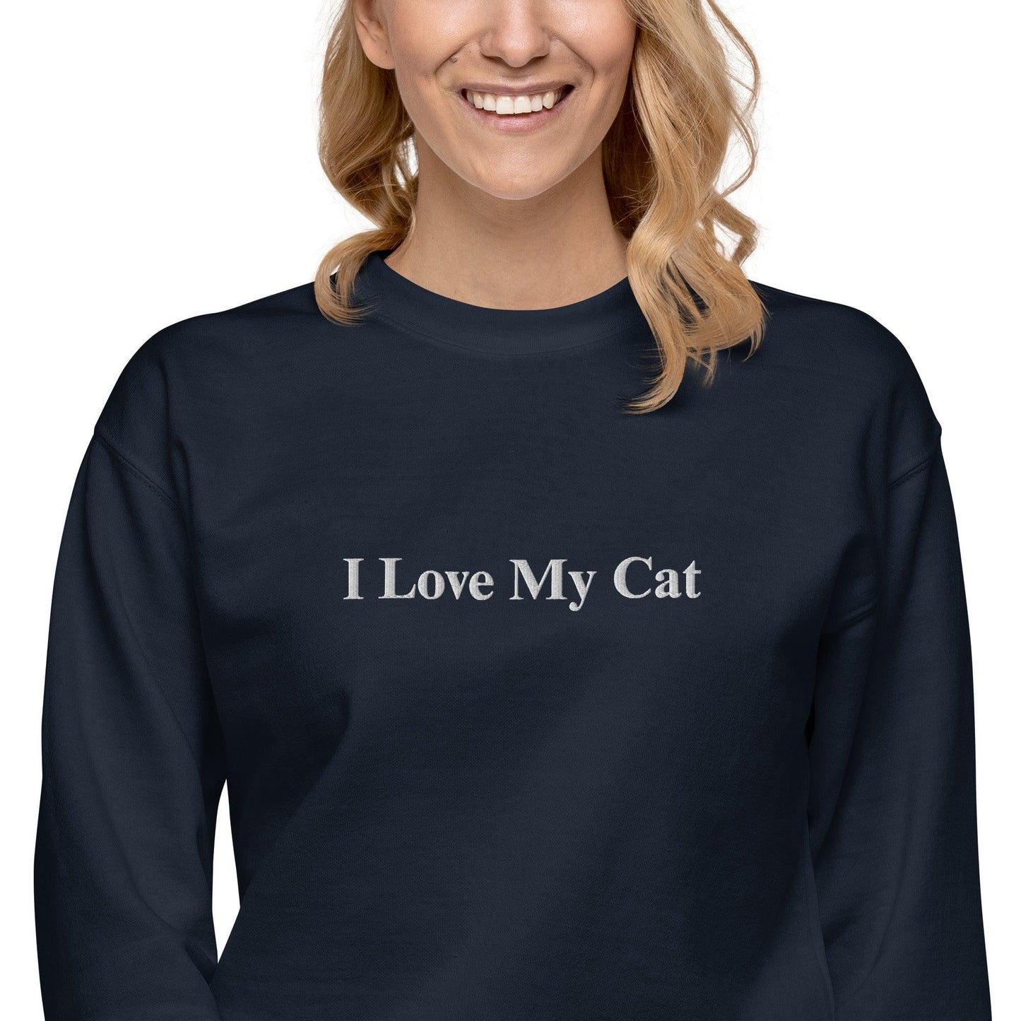 Unisex I Love My Cat Embroidered Sweatshirt - Psychedelic Purr