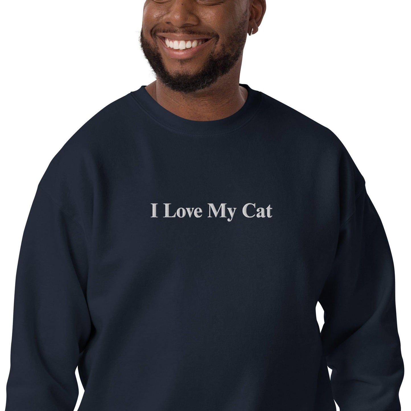 Unisex I Love My Cat Embroidered Sweatshirt - Psychedelic Purr
