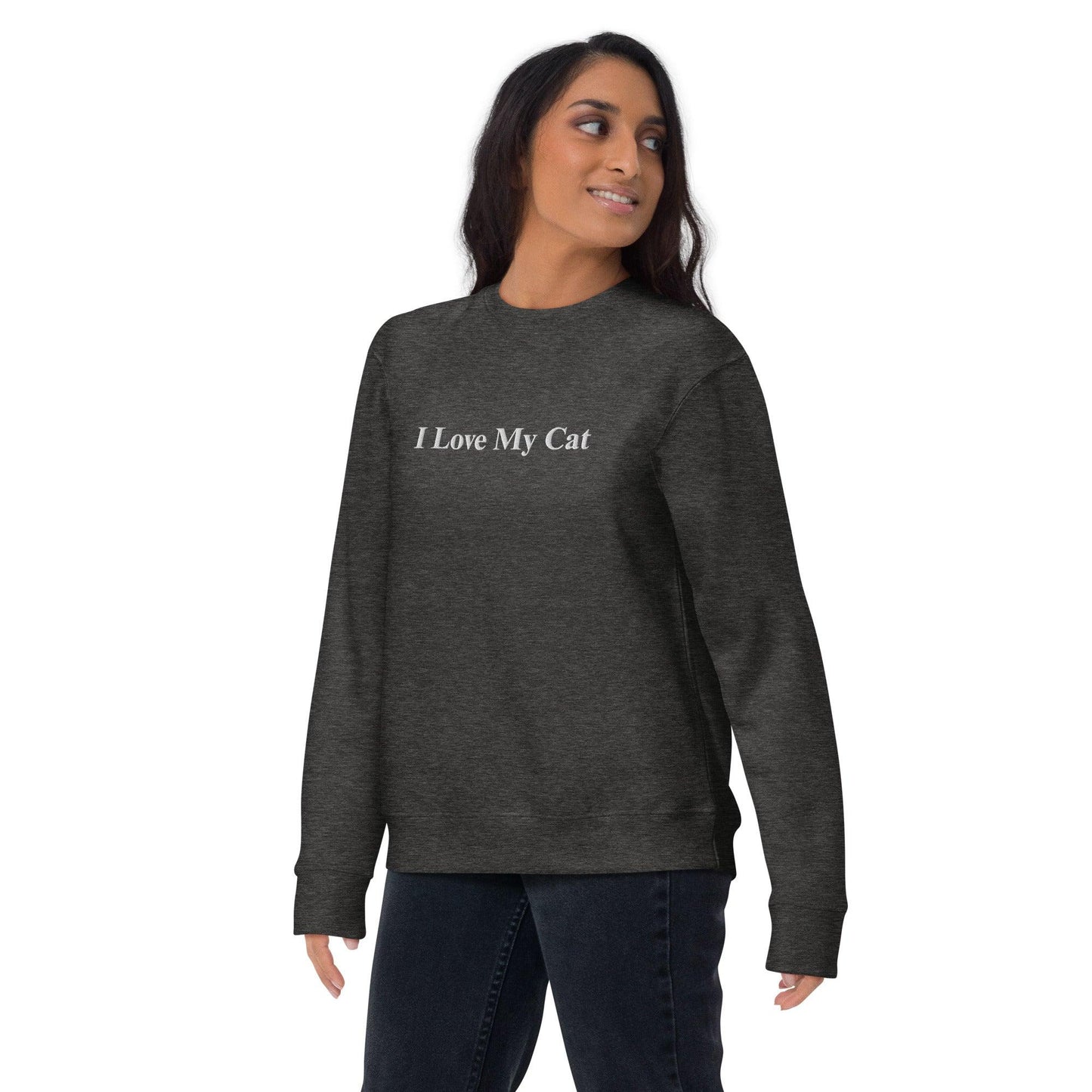 Unisex I Love My Cat Embroidered Sweatshirt - Psychedelic Purr
