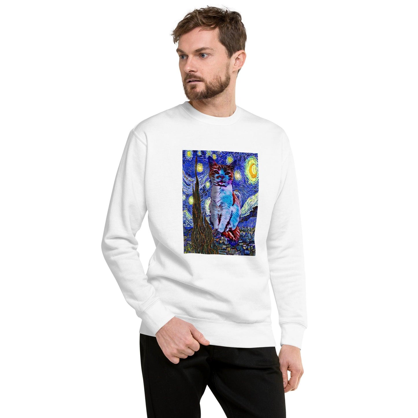 Unisex Starry Night Sweatshirt - Psychedelic Purr