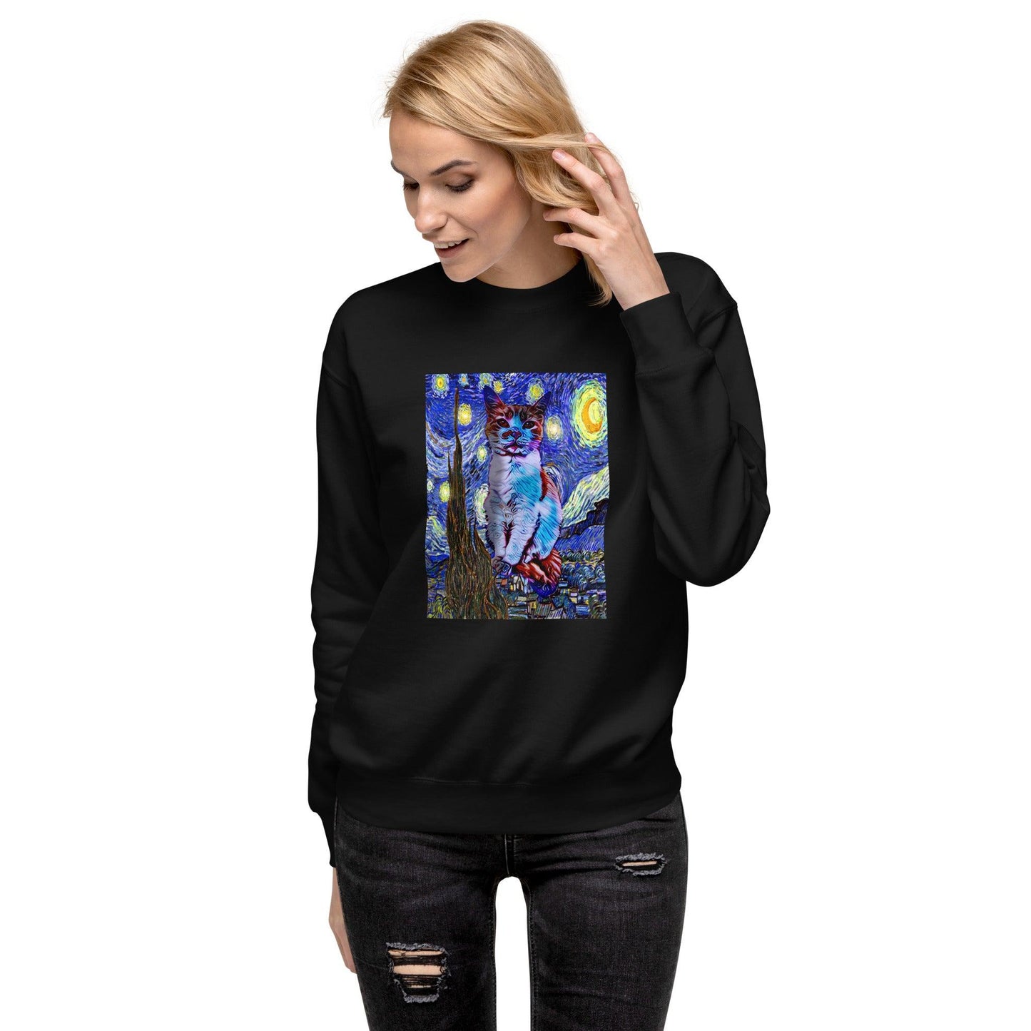 Unisex Starry Night Sweatshirt - Psychedelic Purr