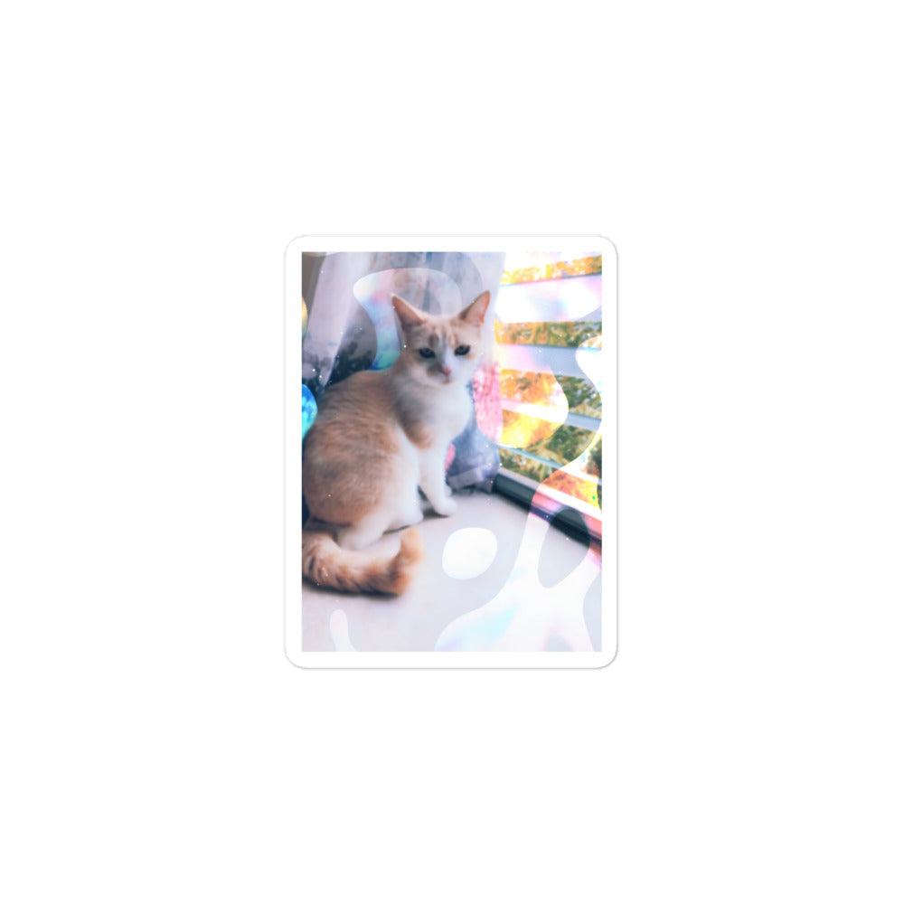 Windowsill Kitty Sticker - Psychedelic Purr