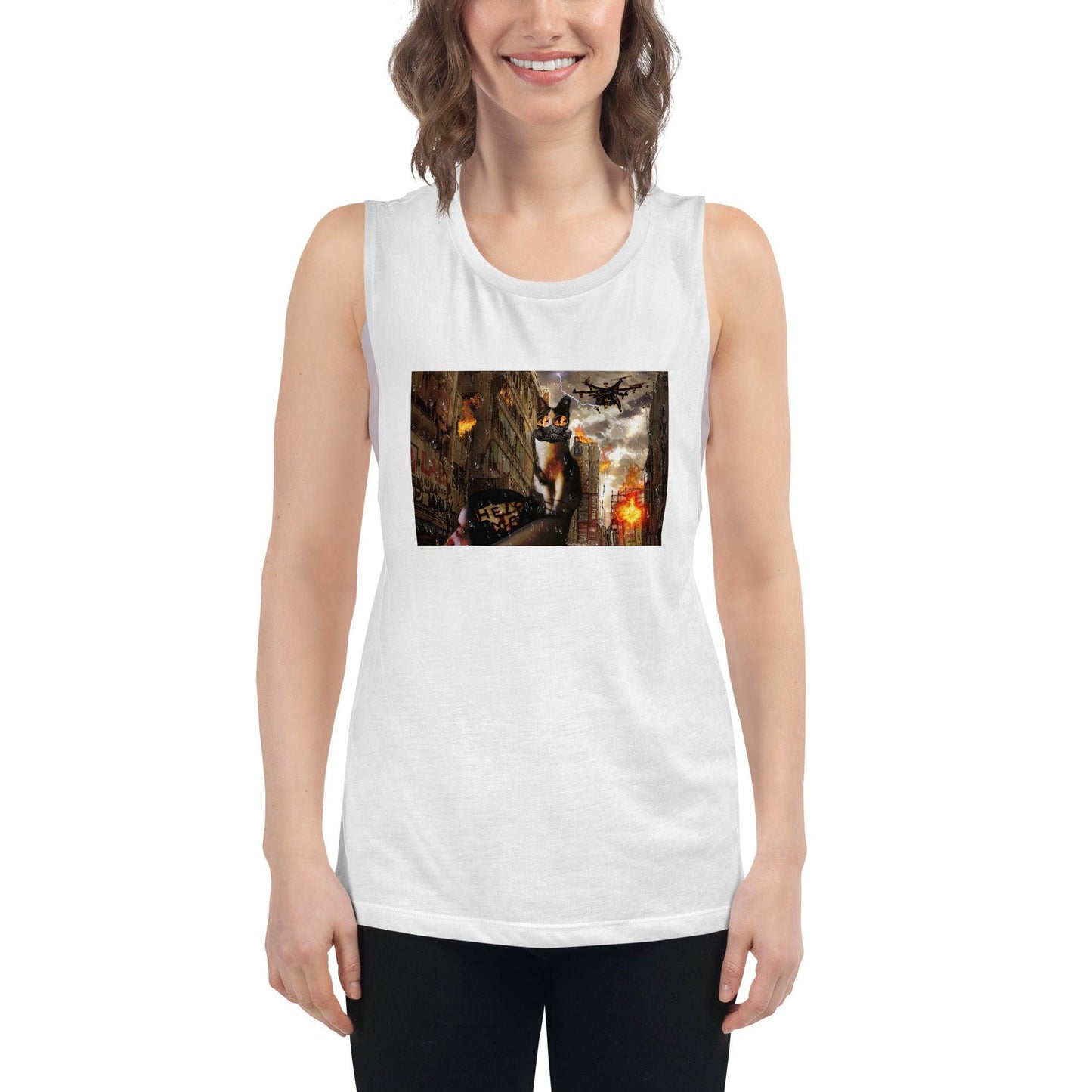 Women's Apocalypse Muscle Tank - Psychedelic Purr