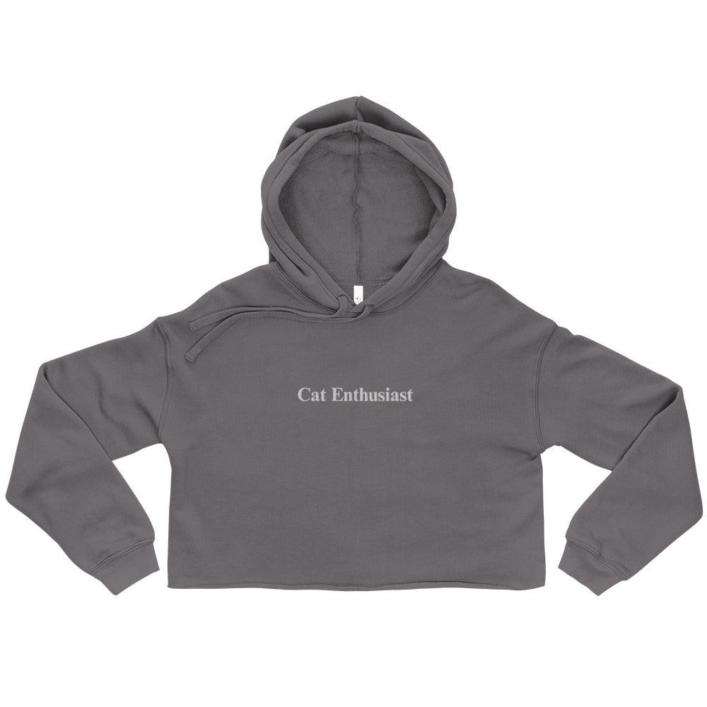 Women's Cat Enthusiast Embroidered Crop Hoodie - Psychedelic Purr