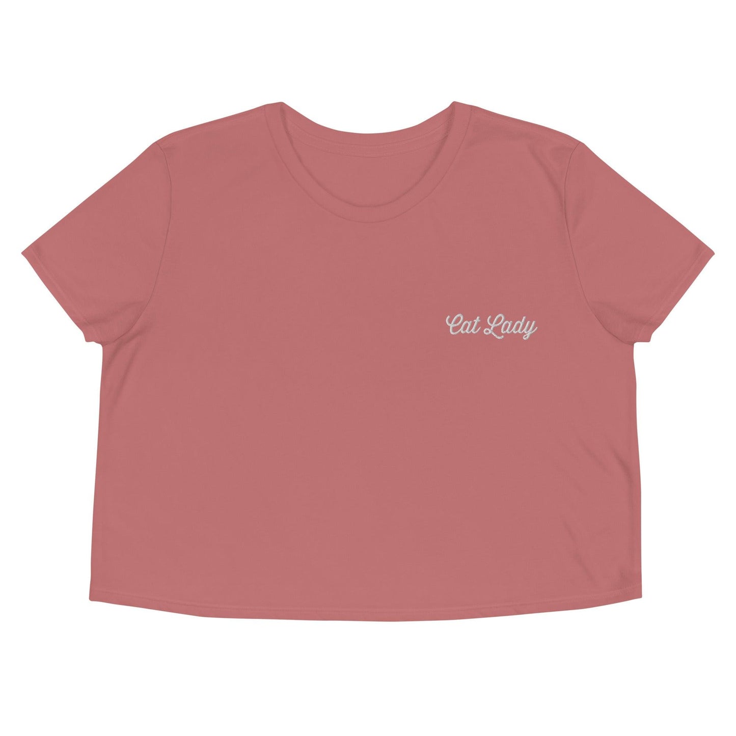 Women's Cat Lady Embroidered Crop Tee - Psychedelic Purr