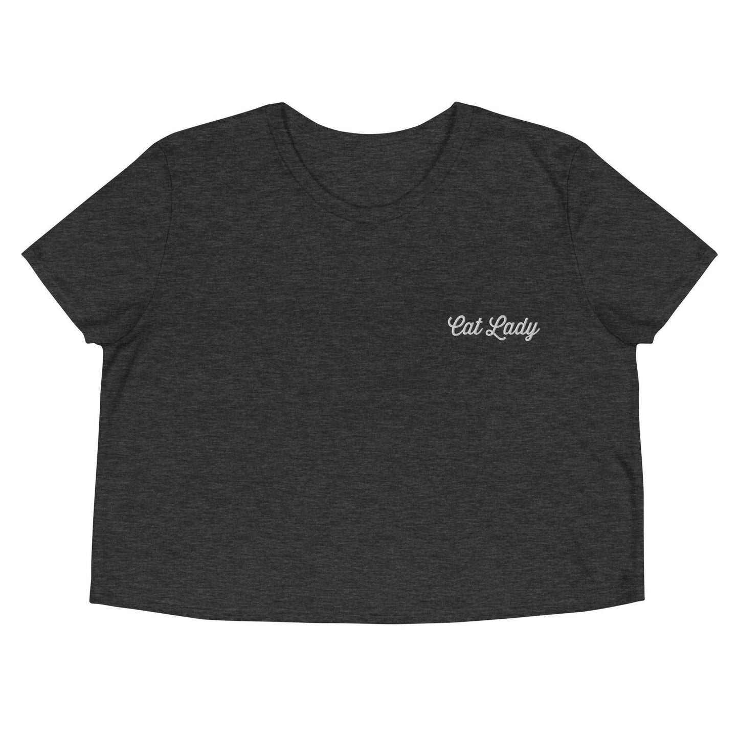 Women's Cat Lady Embroidered Crop Tee - Psychedelic Purr