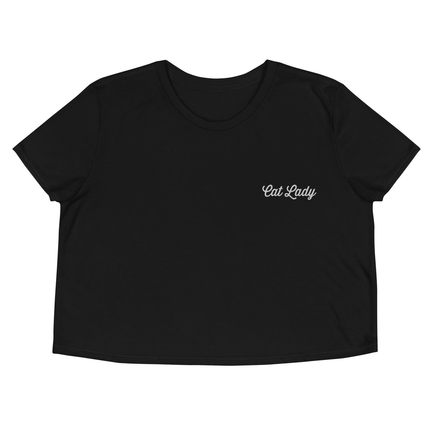 Women's Cat Lady Embroidered Crop Tee - Psychedelic Purr