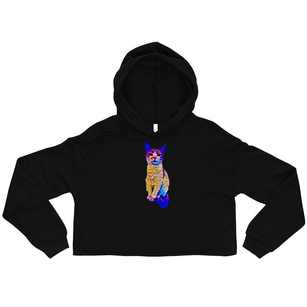 Women's Chroma Kitty Crop Hoodie - Psychedelic Purr