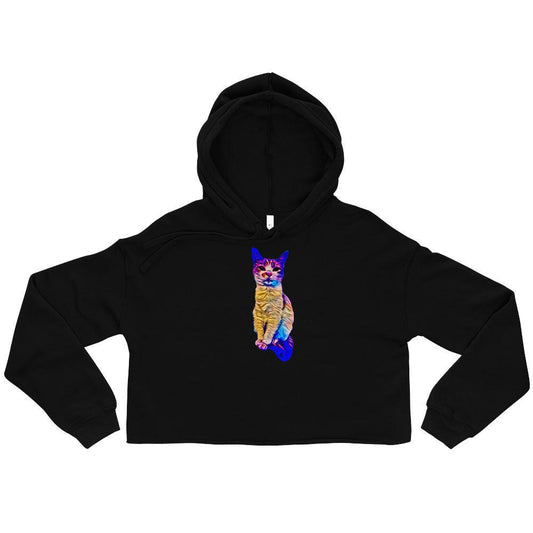 Women's Chroma Kitty Crop Hoodie - Psychedelic Purr