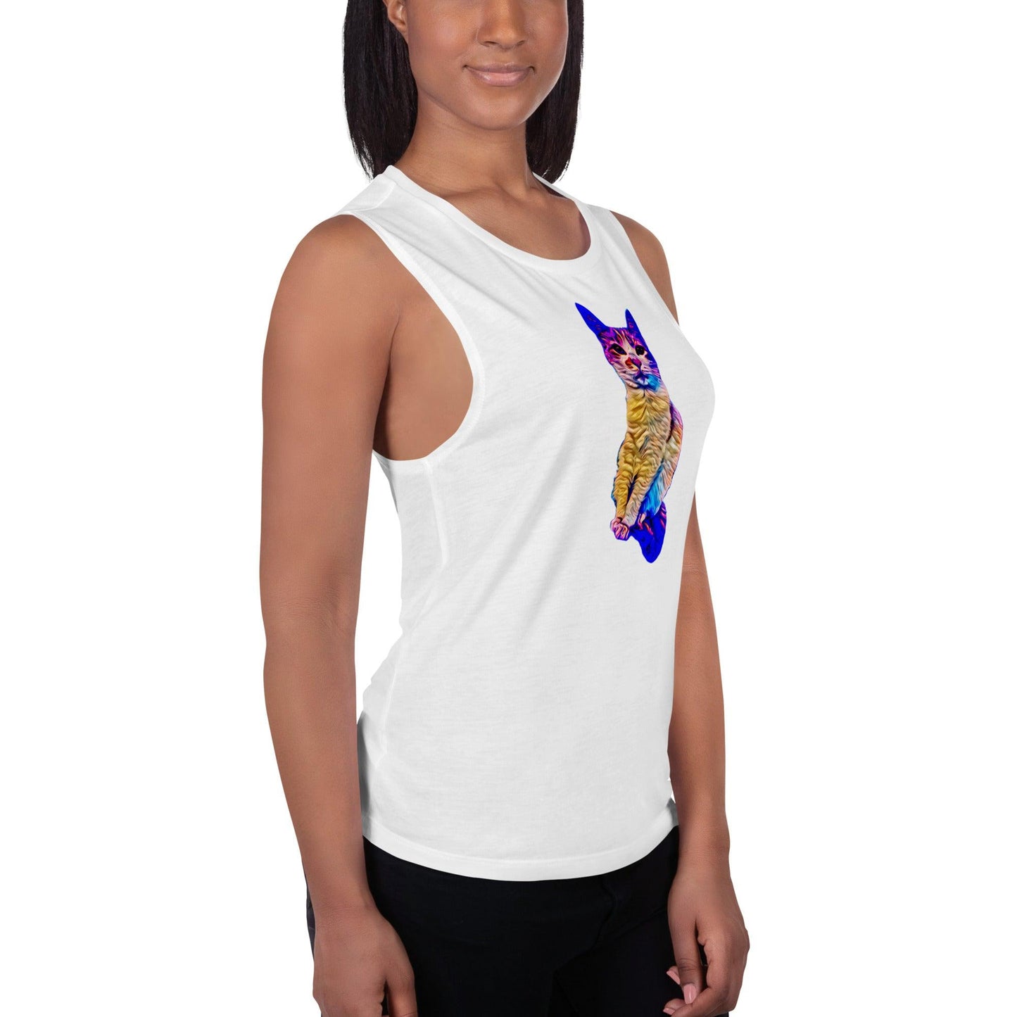 Women's Chroma Kitty Muscle Tank - Psychedelic Purr