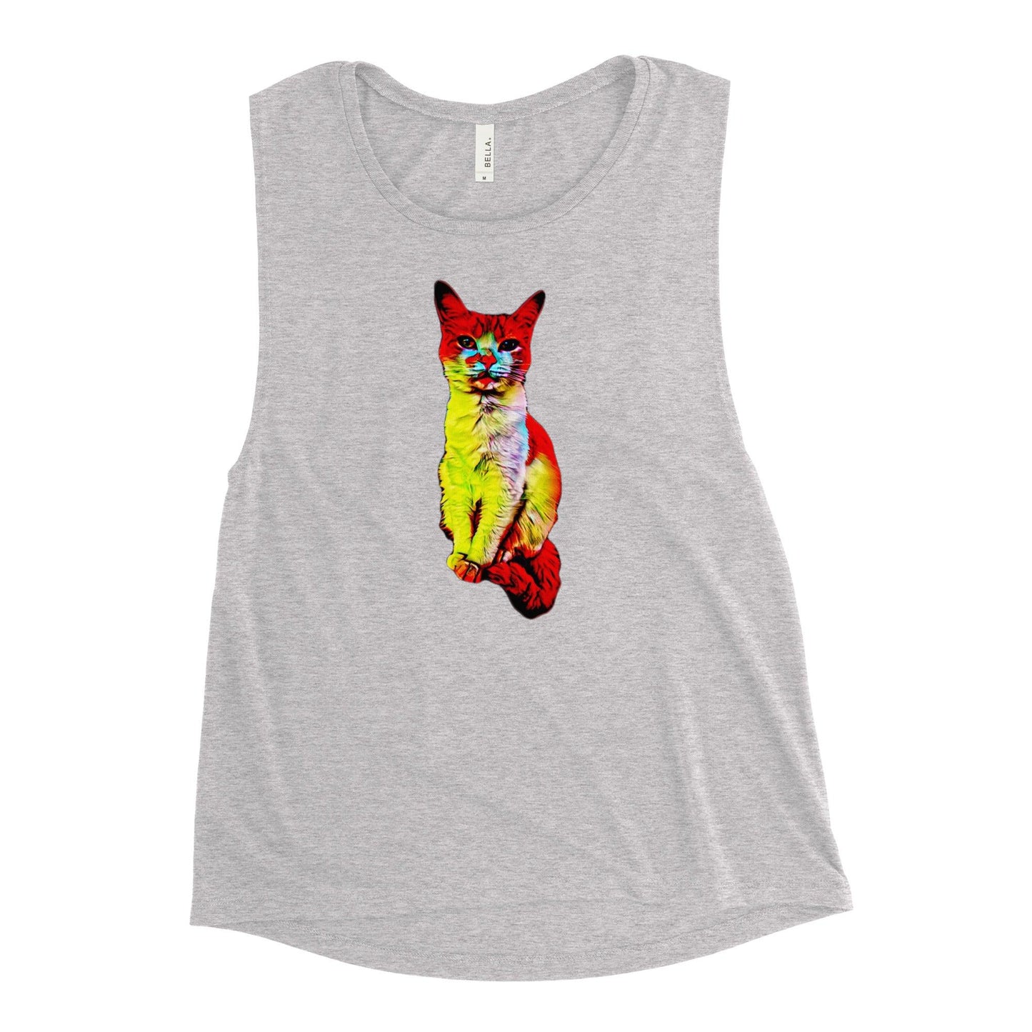 Women's Flamin' Hot Kitty Muscle Tank - Psychedelic Purr