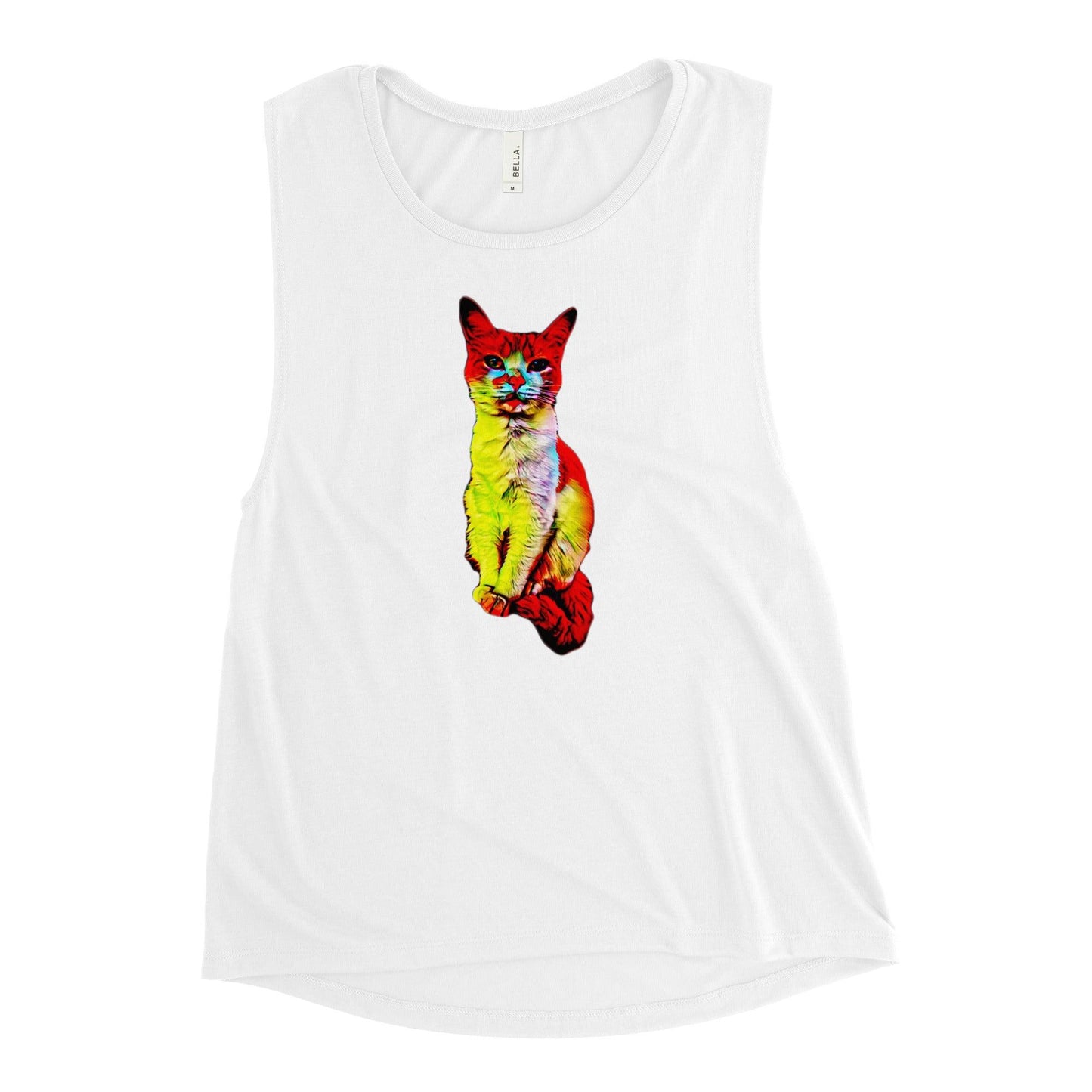 Women's Flamin' Hot Kitty Muscle Tank - Psychedelic Purr
