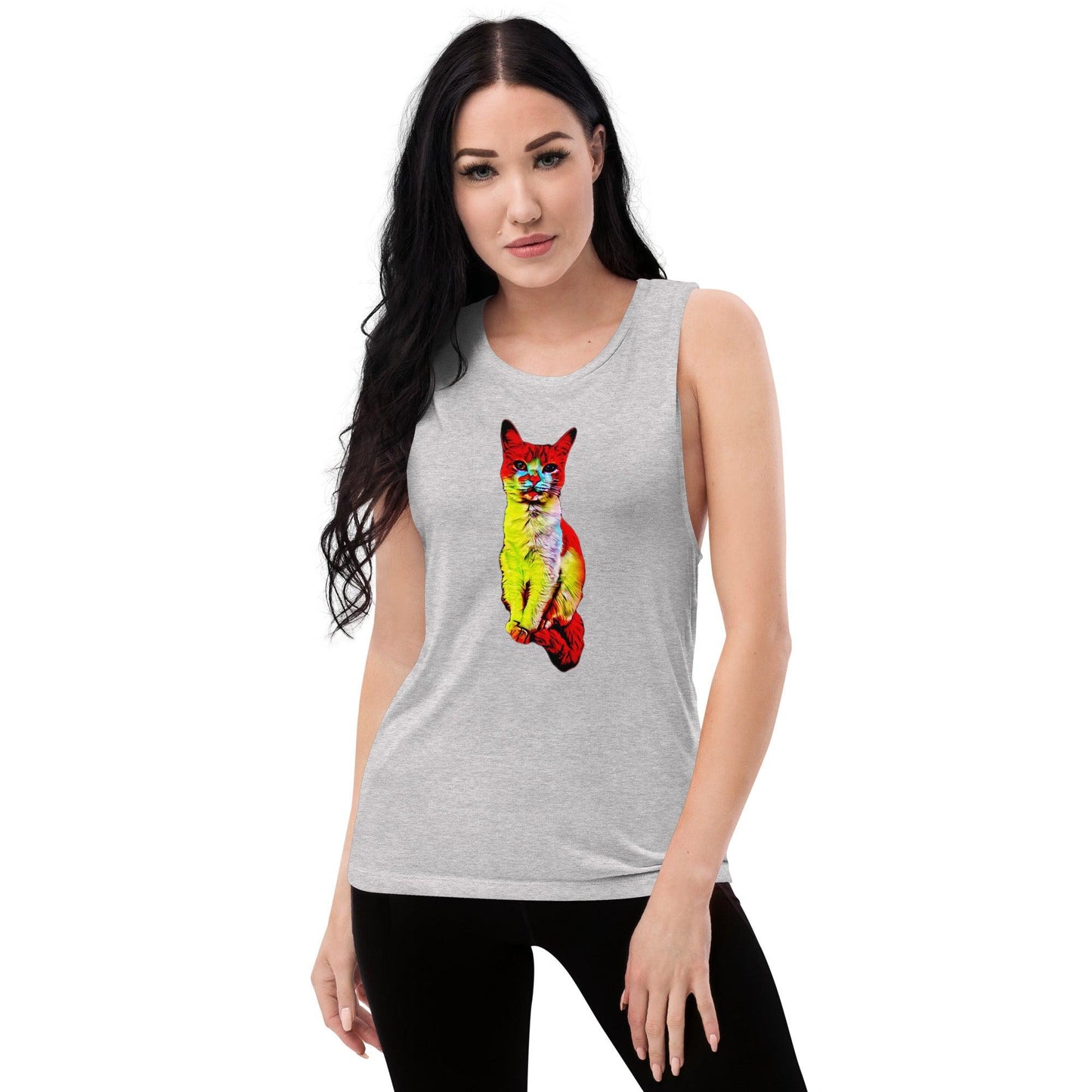 Women's Flamin' Hot Kitty Muscle Tank - Psychedelic Purr