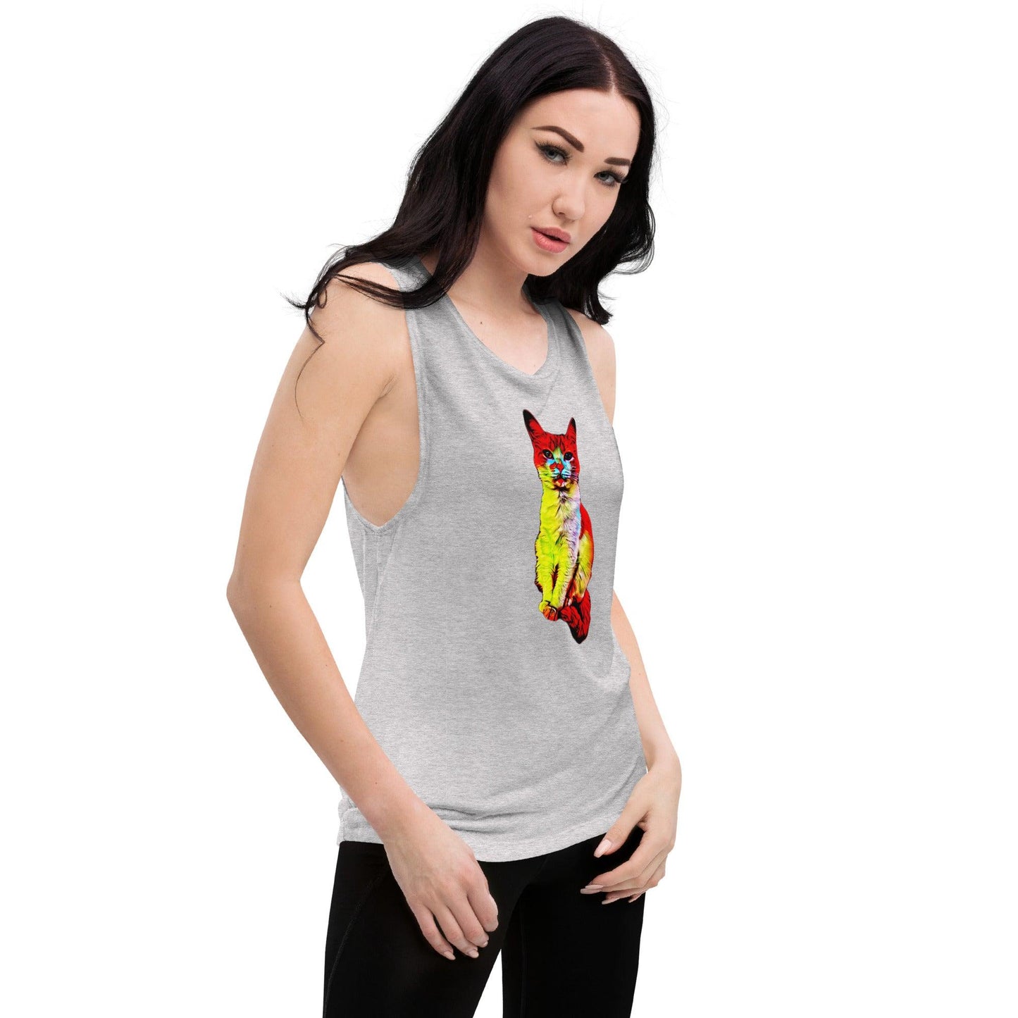 Women's Flamin' Hot Kitty Muscle Tank - Psychedelic Purr
