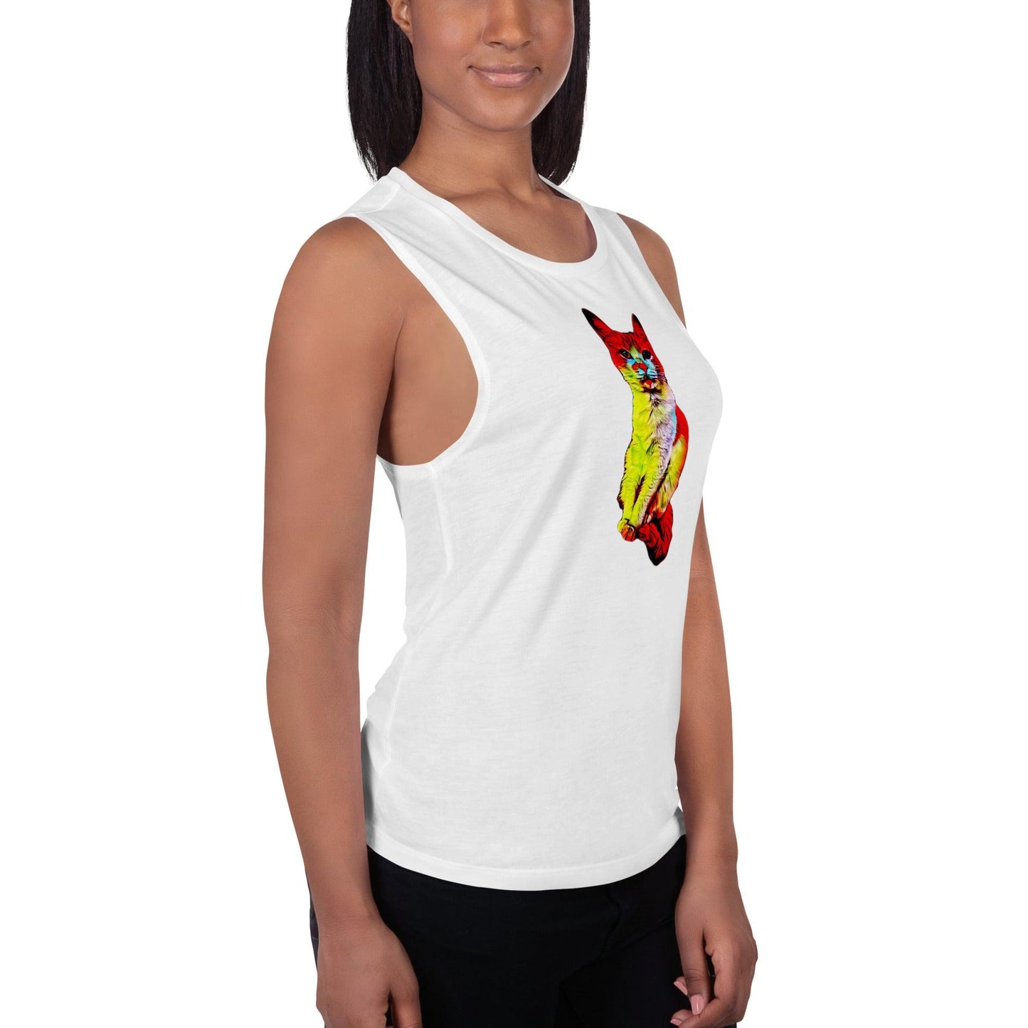 Women's Flamin' Hot Kitty Muscle Tank - Psychedelic Purr