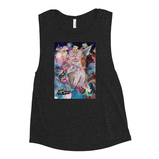 Women's Hollywood Muscle Tank - Psychedelic Purr