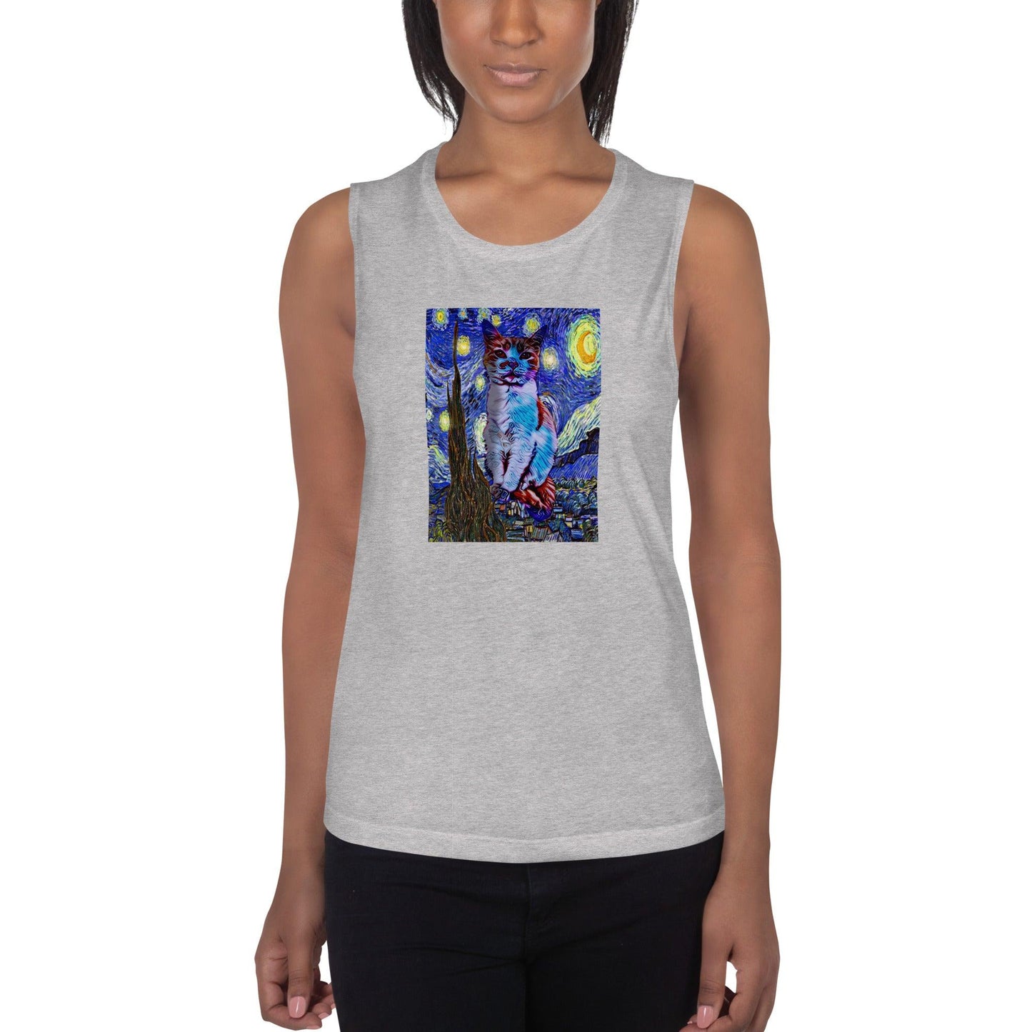 Women's Starry Night Muscle Tank - Psychedelic Purr