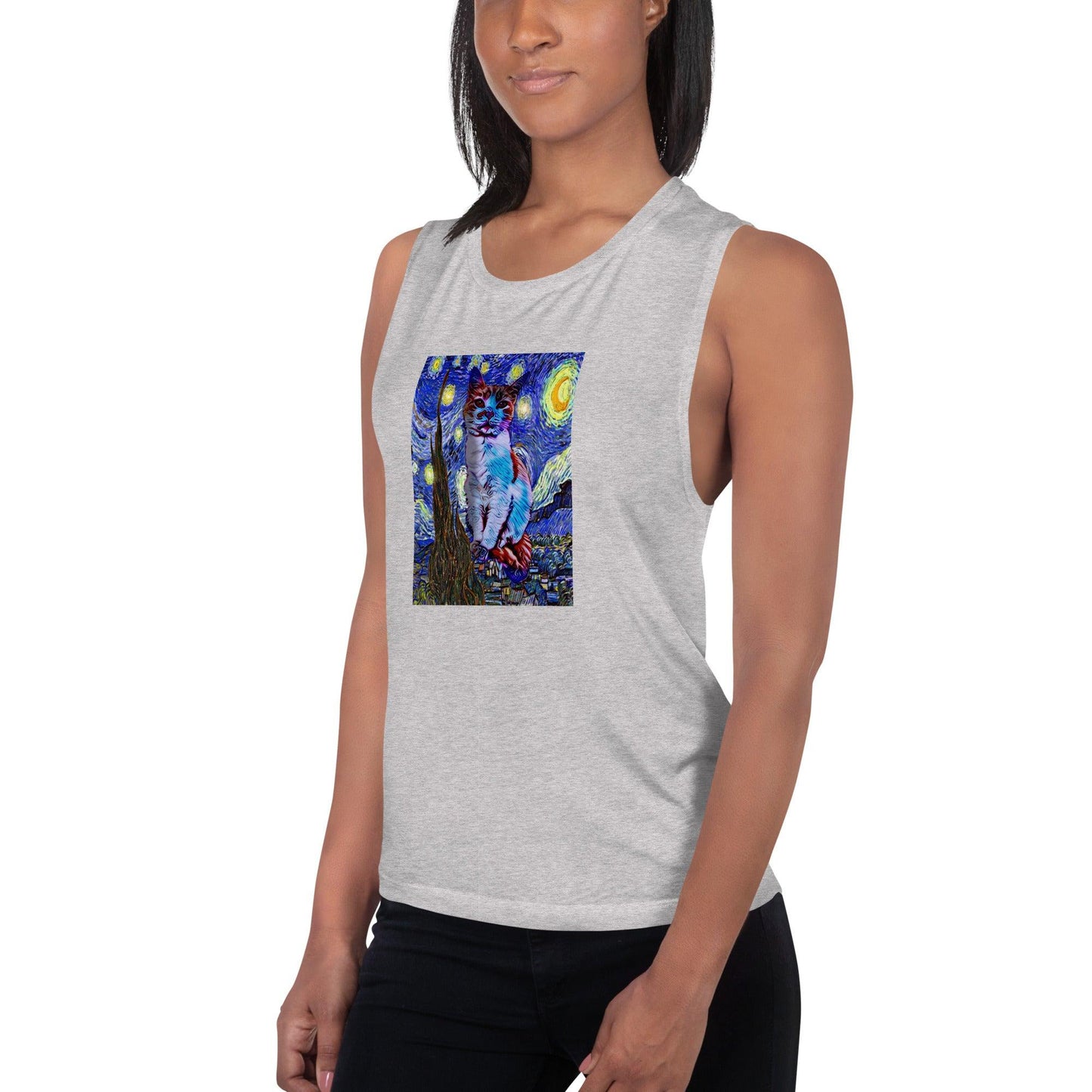 Women's Starry Night Muscle Tank - Psychedelic Purr