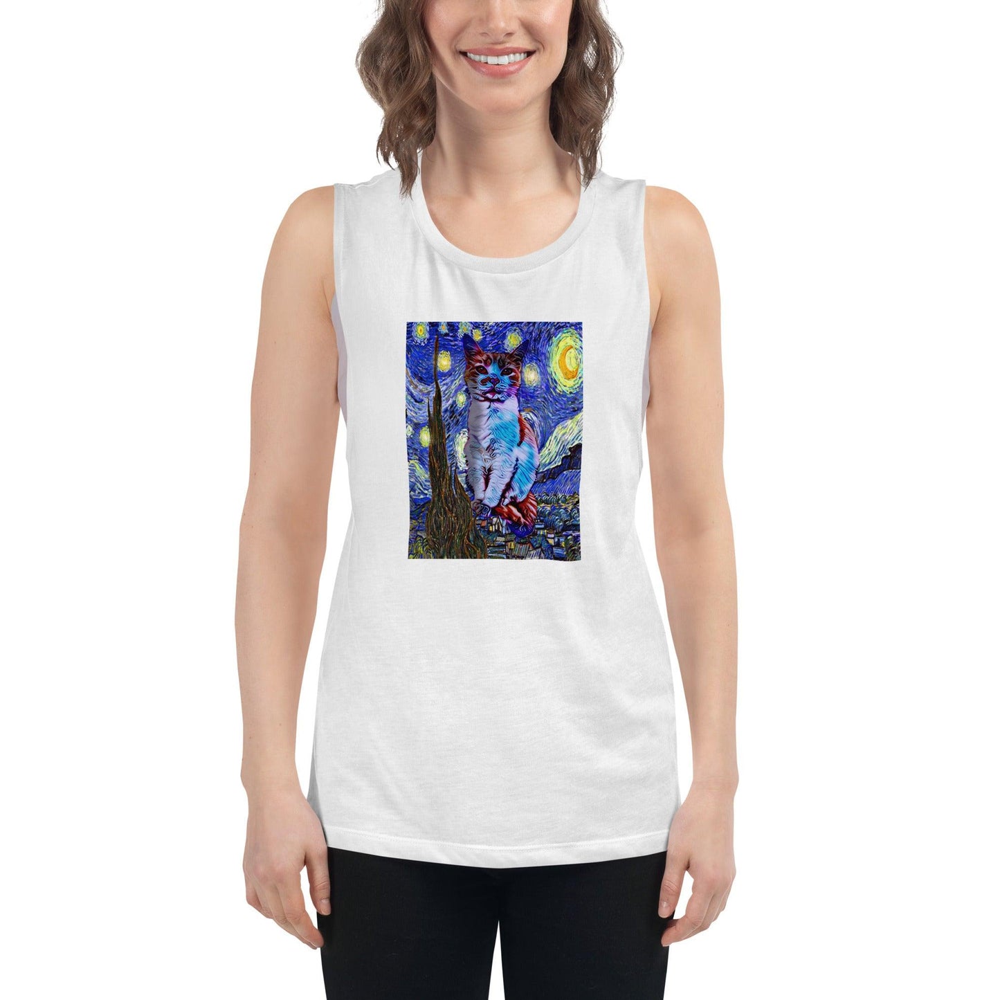 Women's Starry Night Muscle Tank - Psychedelic Purr