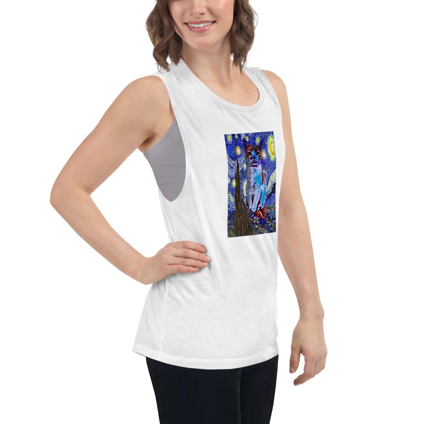Women's Starry Night Muscle Tank - Psychedelic Purr