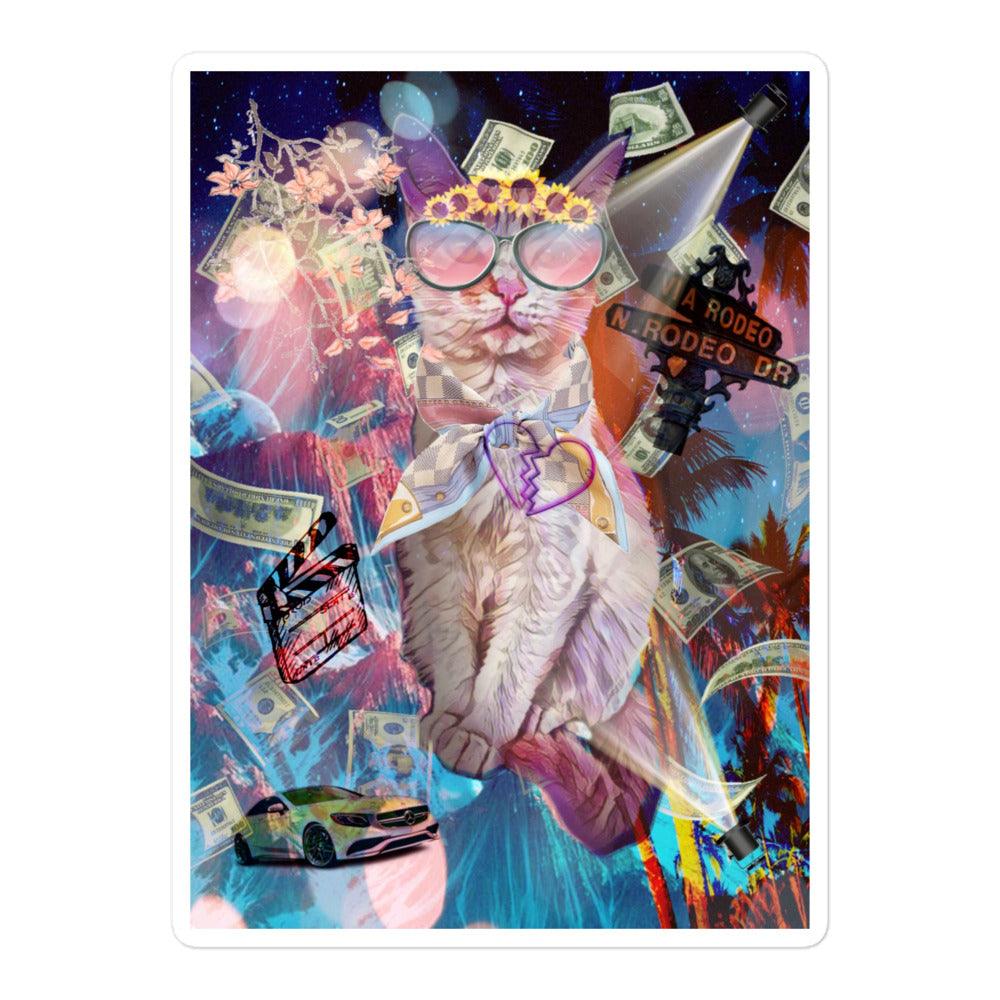 Hollywood Kitty Sticker - Psychedelic Purr