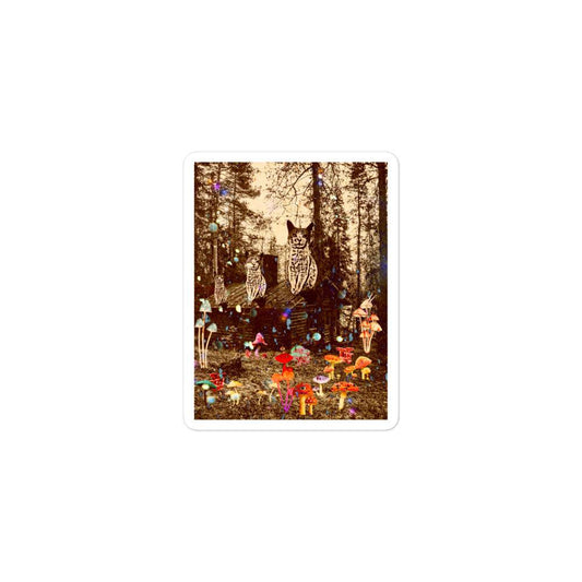 Shroom Cabin Sticker - Psychedelic Purr