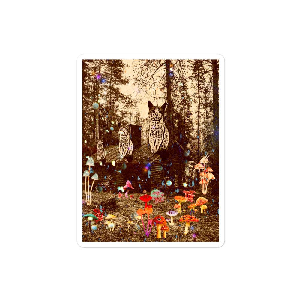 Shroom Cabin Sticker - Psychedelic Purr