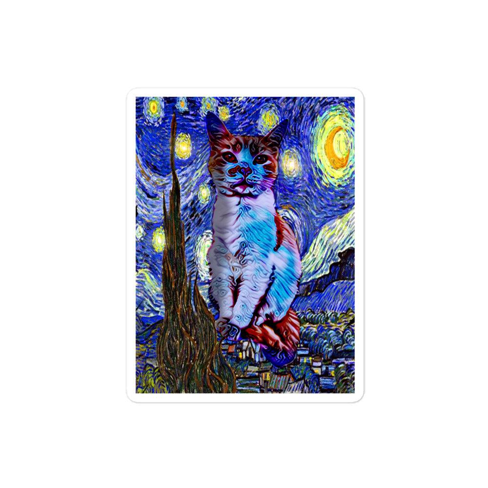 Starry Night Kitty Sticker - Psychedelic Purr