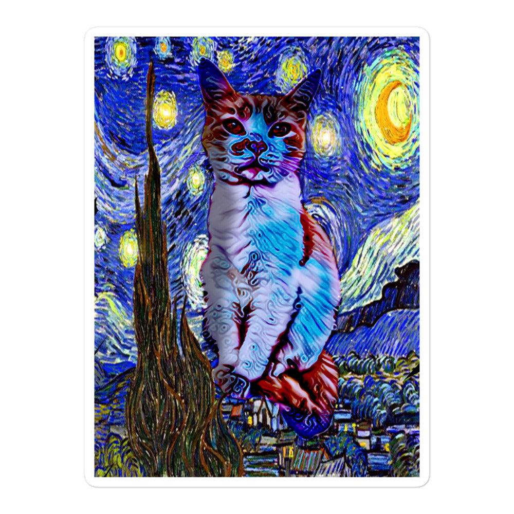Starry Night Kitty Sticker - Psychedelic Purr