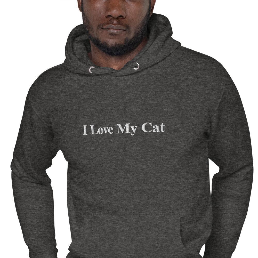 Unisex I Love My Cat Embroidered Hoodie - Psychedelic Purr