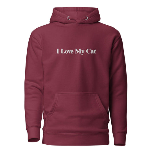 Unisex I Love My Cat Embroidered Hoodie - Psychedelic Purr