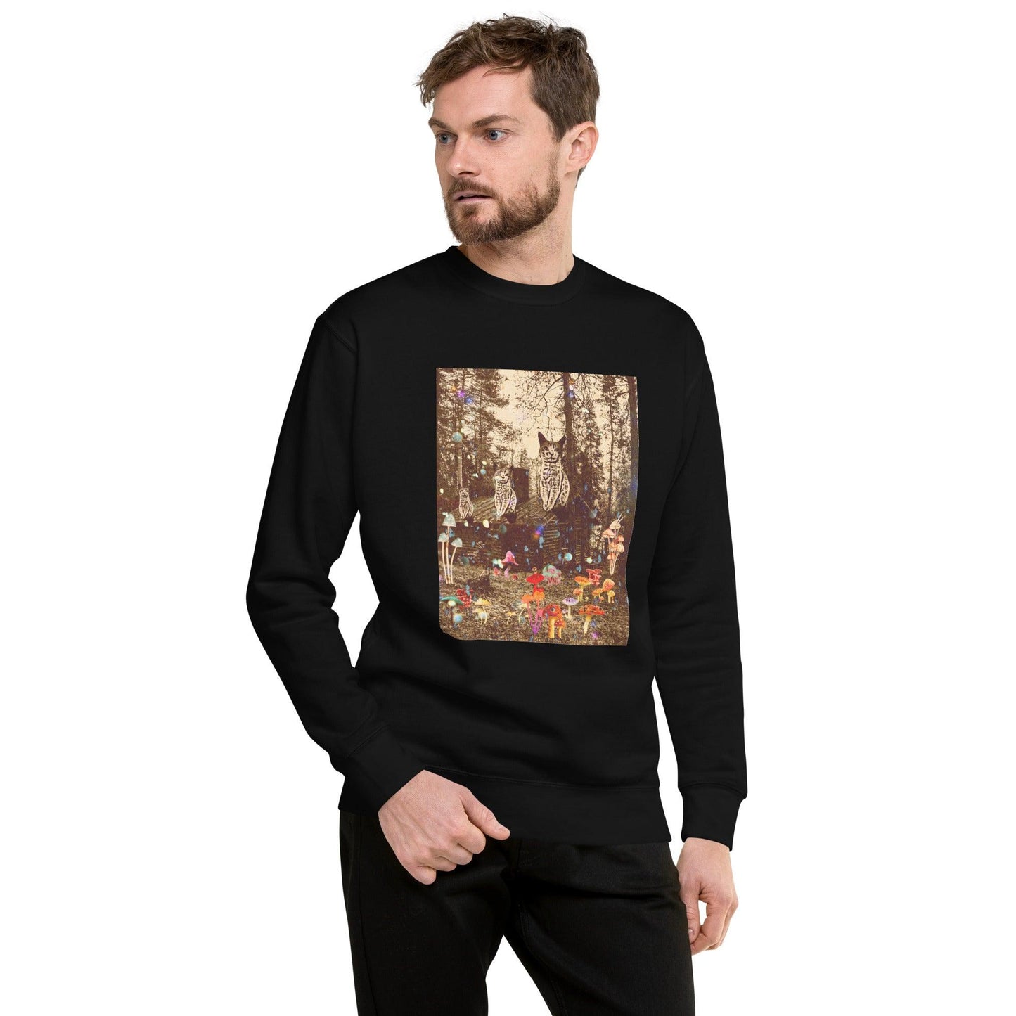 Unisex Shroom Cabin Sweatshirt - Psychedelic Purr