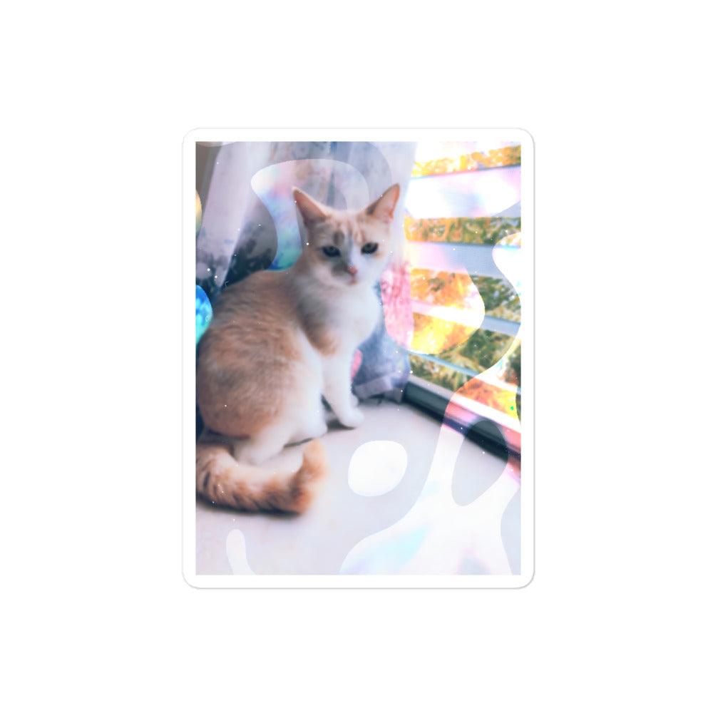 Windowsill Kitty Sticker - Psychedelic Purr