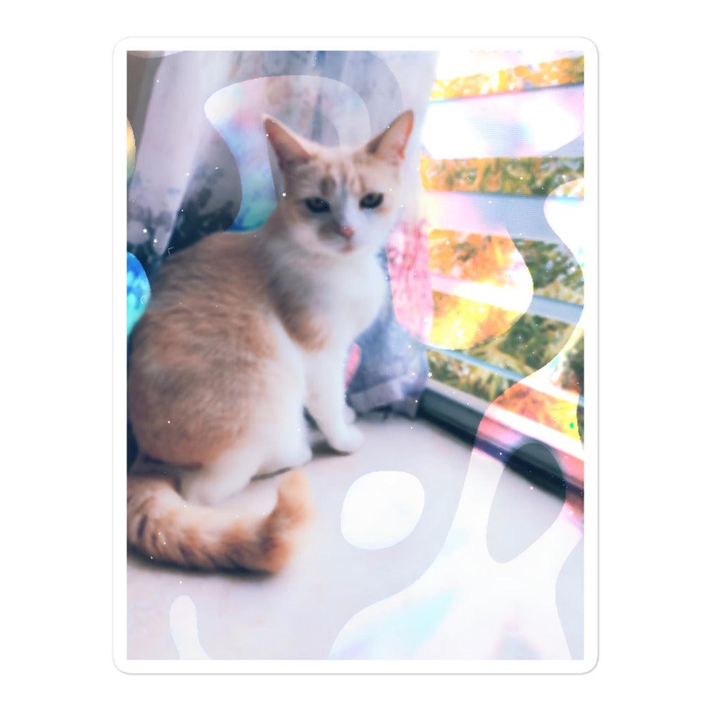 Windowsill Kitty Sticker - Psychedelic Purr