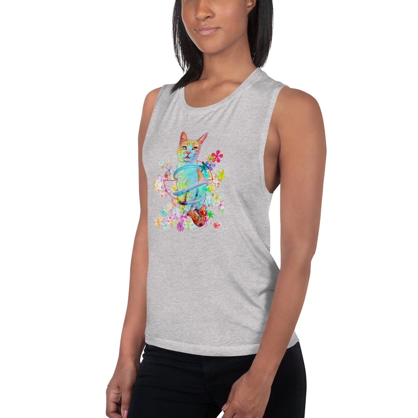 Women's Angel Muscle Tank - Psychedelic Purr