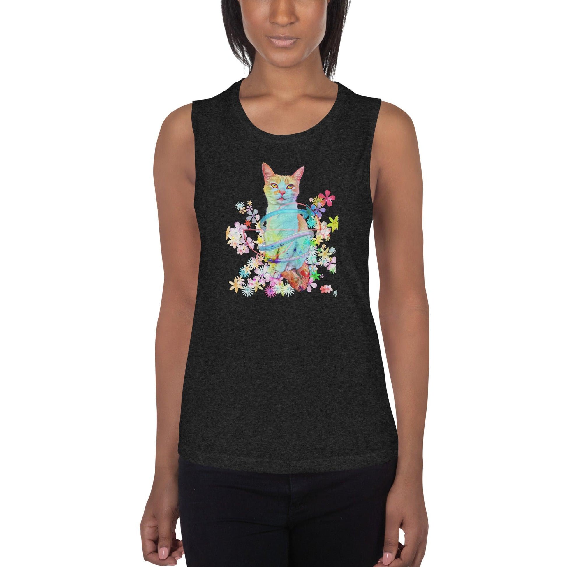 Women's Angel Muscle Tank - Psychedelic Purr