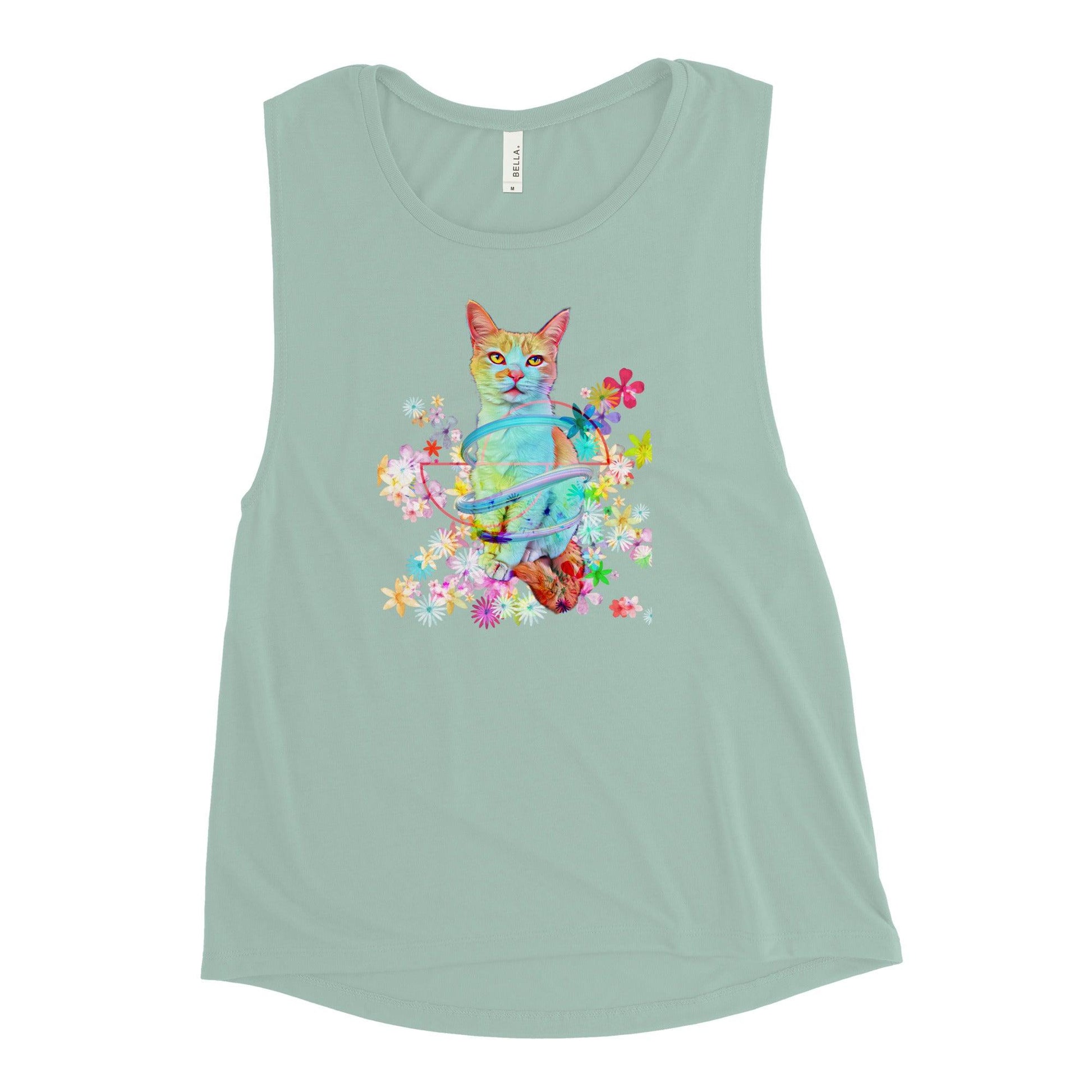 Women's Angel Muscle Tank - Psychedelic Purr