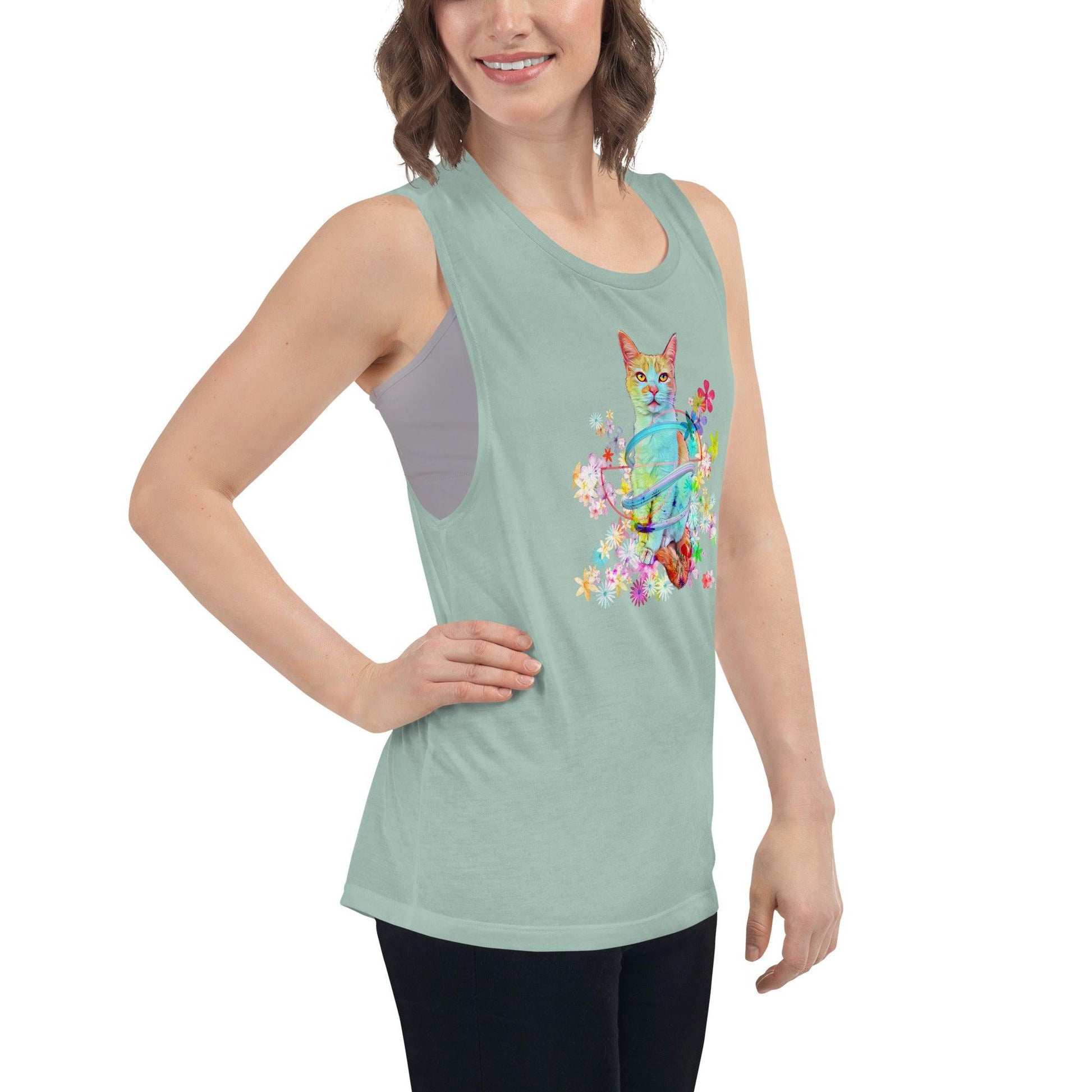 Women's Angel Muscle Tank - Psychedelic Purr