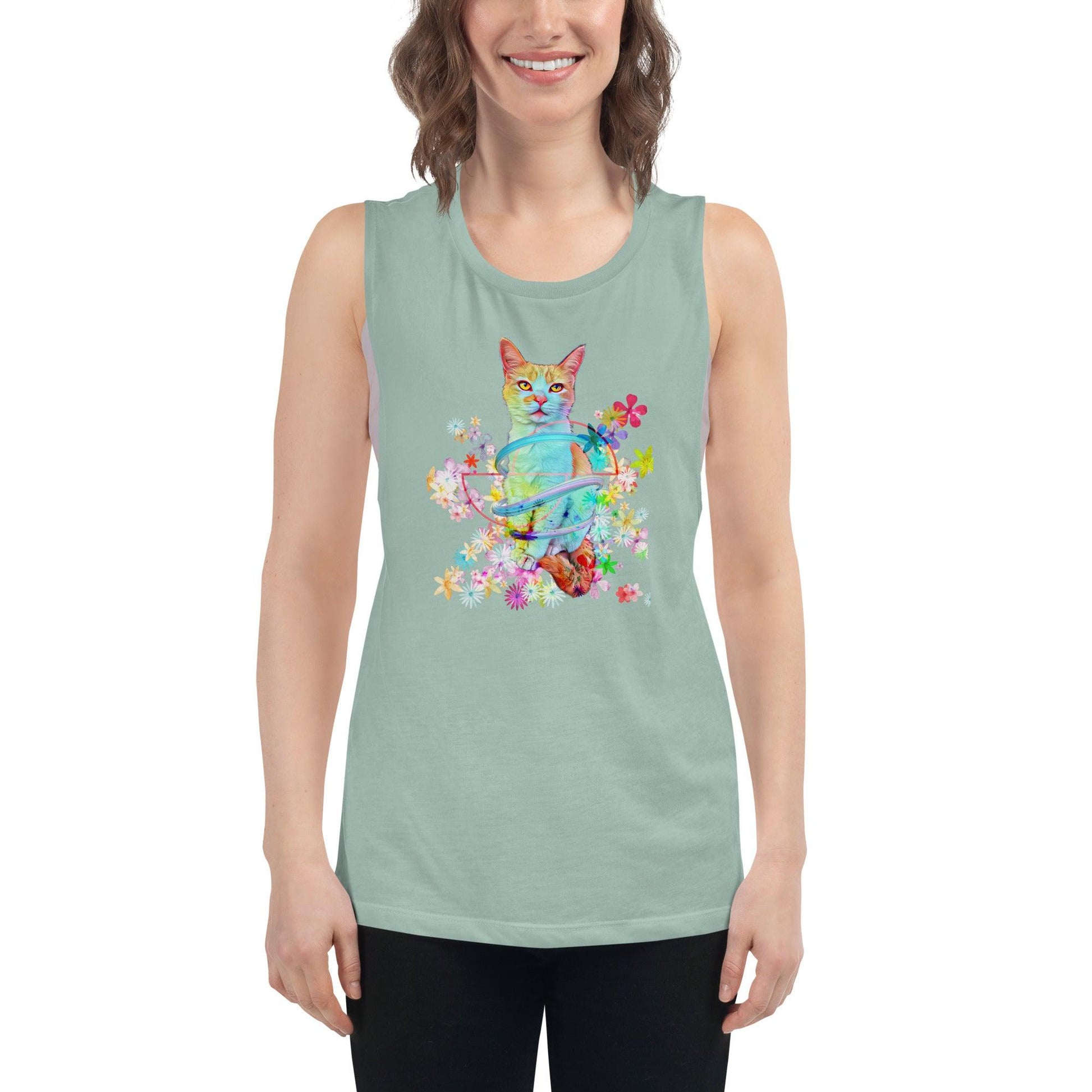 Women's Angel Muscle Tank - Psychedelic Purr