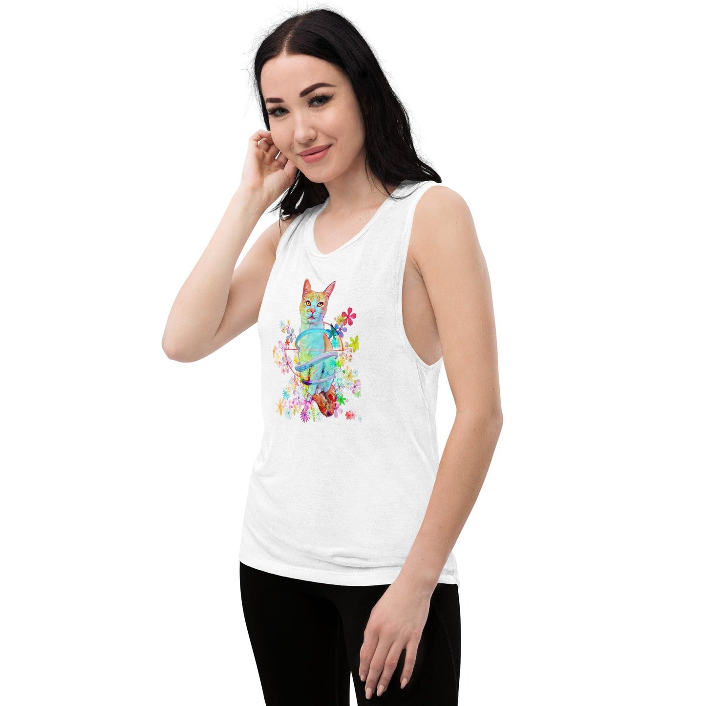 Women's Angel Muscle Tank - Psychedelic Purr