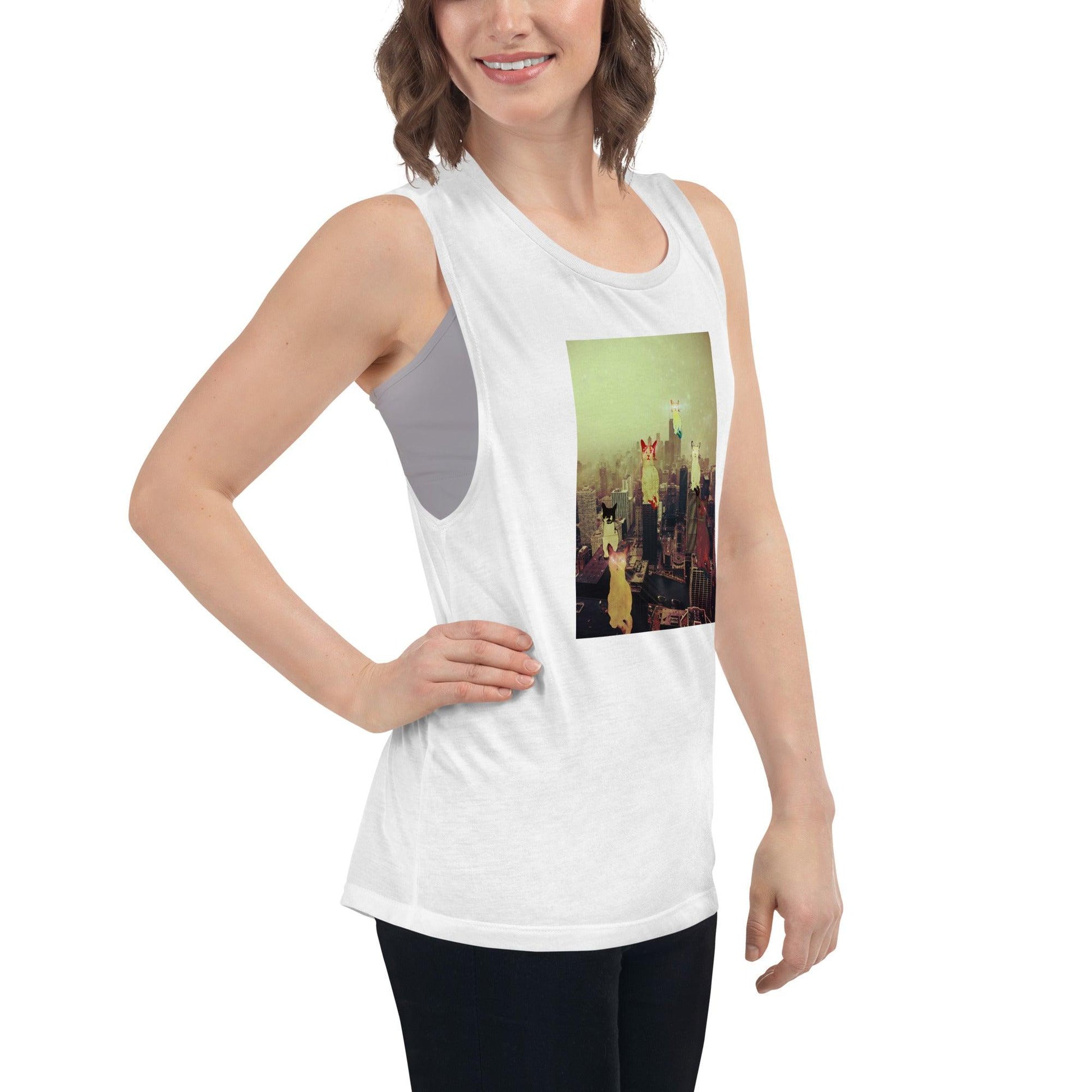 Women's City Cats Muscle Tank - Psychedelic Purr