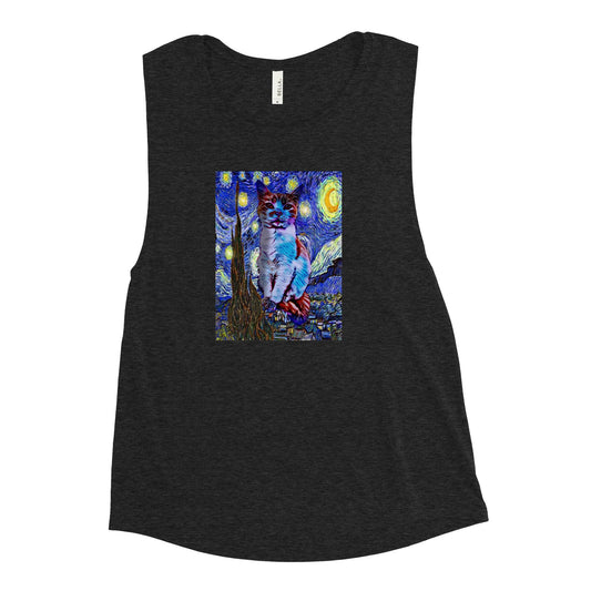 Women's Starry Night Muscle Tank - Psychedelic Purr